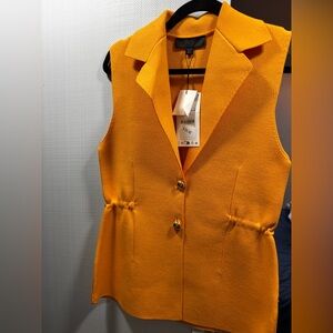Zara Orange Sleeveless Blazer Top